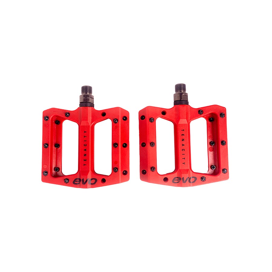 PLATFORM PEDALS, BODY: NYLON, SPINDLE: CR-MO, 9/16'', RED, PAIR