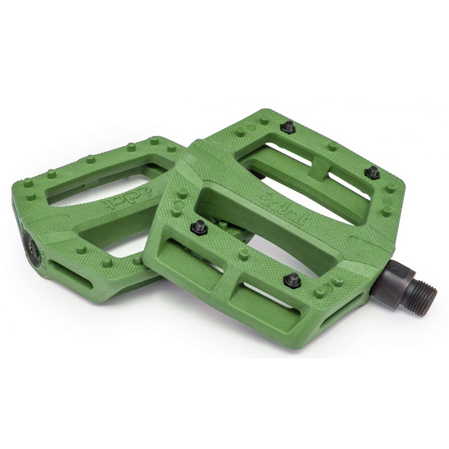 PLATFORM PEDALS, BODY: NYLON, SPINDLE: CR-MO, 9/16'', ARMY GREEN, PAIR