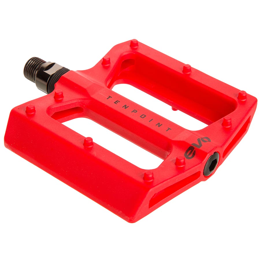 PLATFORM PEDALS, BODY: NYLON, SPINDLE: CR-MO, 9/16'', RED, PAIR