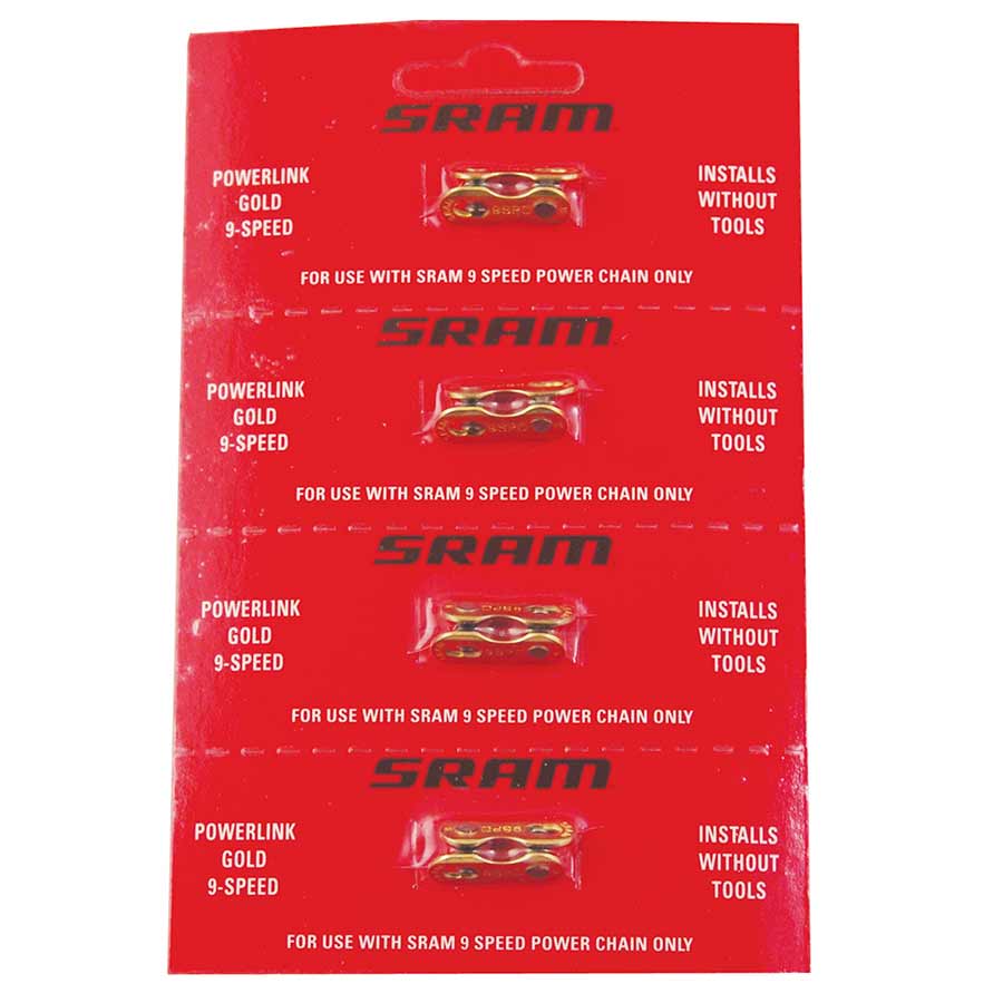 9SP CHAIN CONNECTOR, GOLD, CARD OF 4