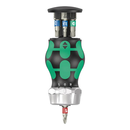 STUBBY SCREWDRIVER WITH RATCHET FONCTION, 1/4''HEX WITH INTEGRATED MAGAZINE